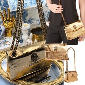 🆕 KURT GEIGER LONDON 🧿 NWOT Mini Croc Kensington Crossbody Bag, Gold Croc